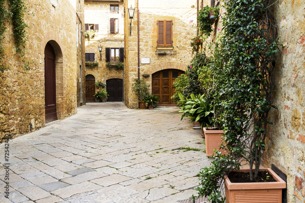 Street in Tuscany. Old vintage town