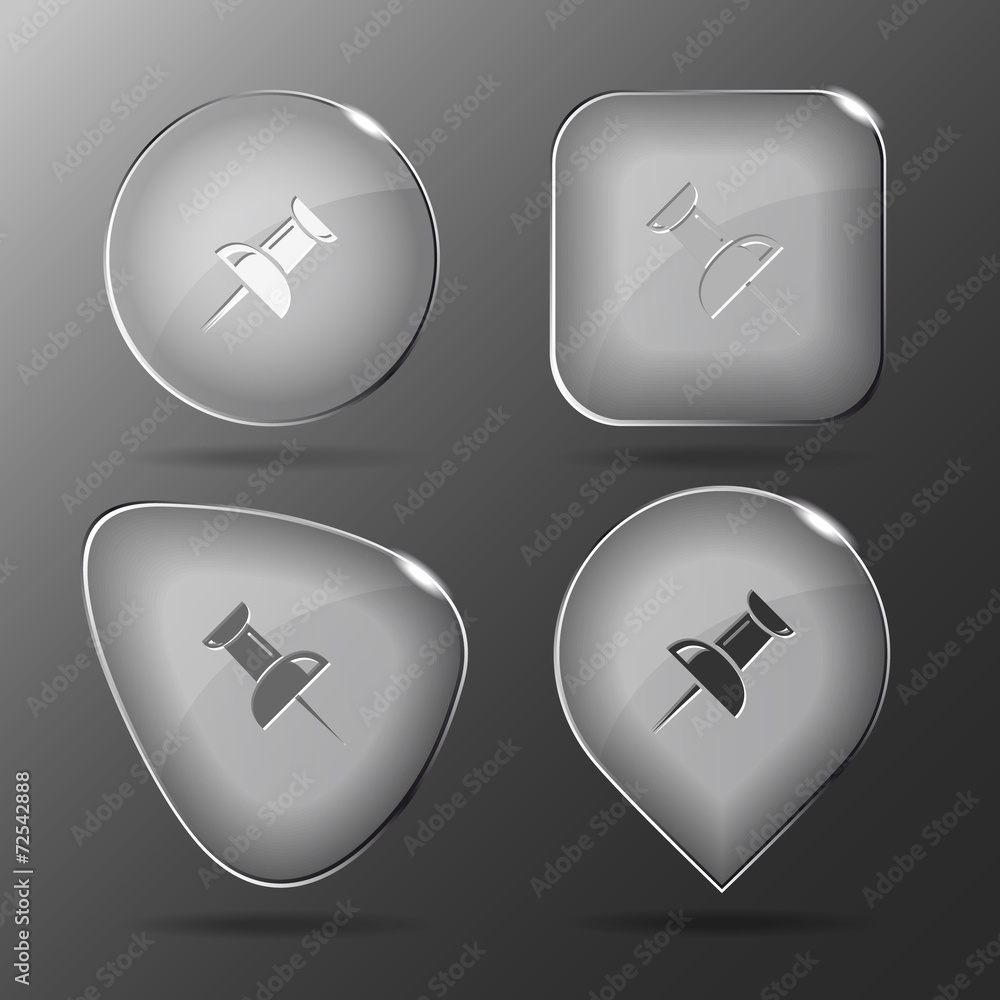Push pin. Glass buttons. Vector illustration. Push pin. Glass buttons. Vector illustration.