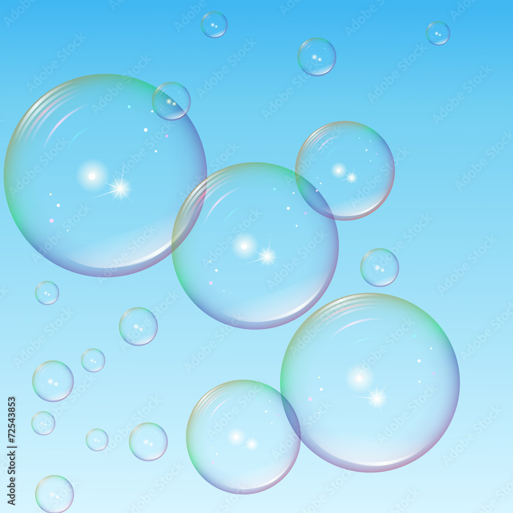 large and small colorful bubbles with highlights