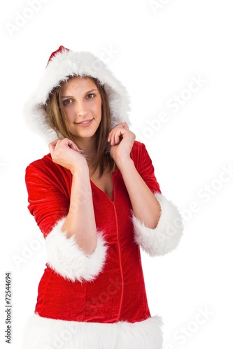 Woman wearing sexy christmas clothes