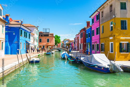 Canal and colorful buildings in Burano island, Venice, Italy © Ekaterina Belova