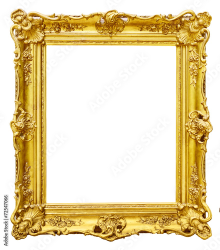 Gold vintage frame isolated on white background