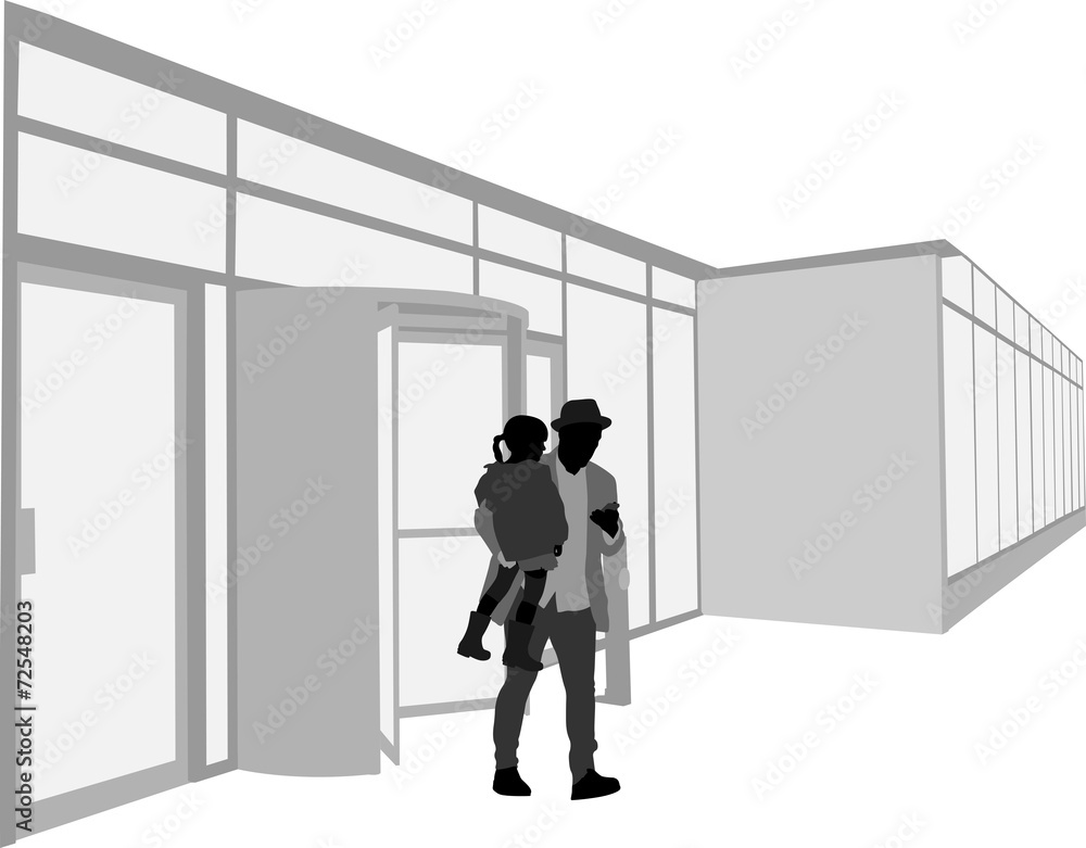 Fototapeta premium Shopper Leaving Mall