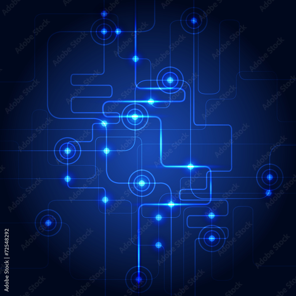 Abstract hi-tech circuit blue background. Vector illustration.