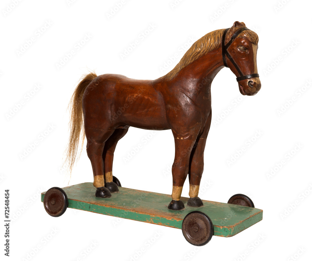 altes antikes Pferd auf Rollen Stock Photo | Adobe Stock