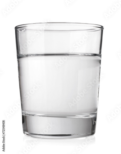 Transparent glass with clean mineral water isolated on white bac