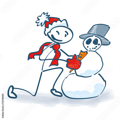 Strichmännchen baut einen Schneemann