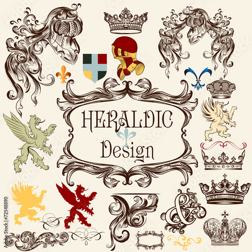 Collection of vector heraldic elements for design