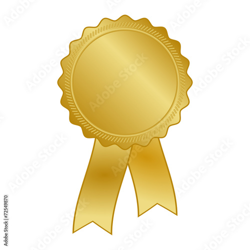 gold award rosette with ribbon