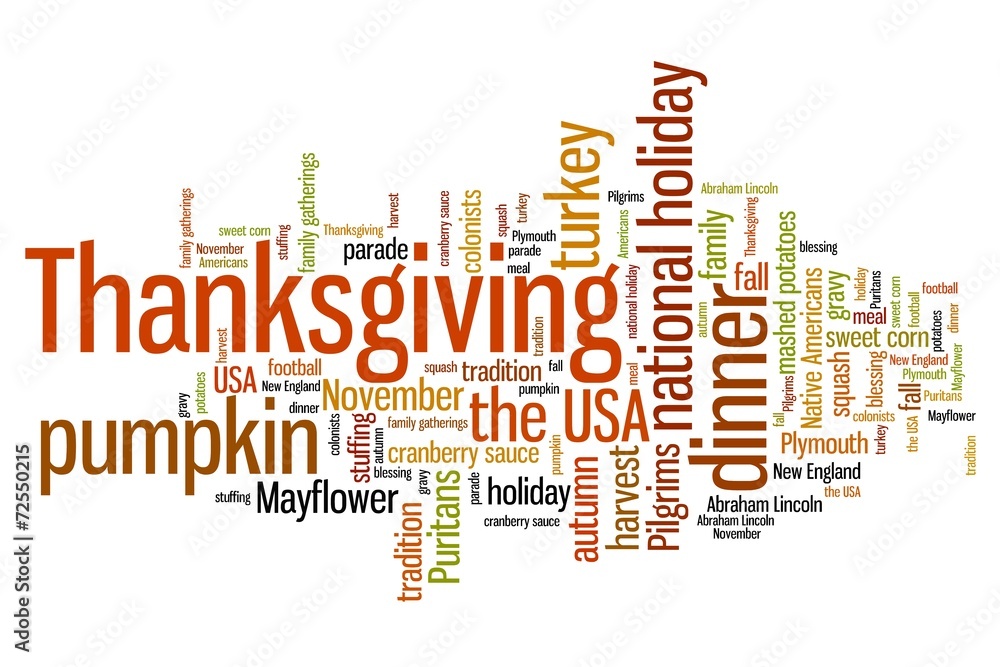 Thanksgiving - word cloud concept Thanksgiving - word cloud concept