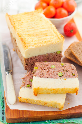 Meatloaf Topped with Cheesy Mashed Potato