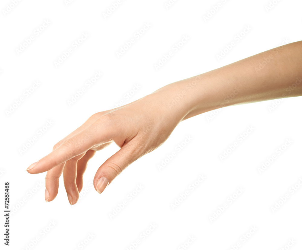 Female caucasian hand gesture isolated