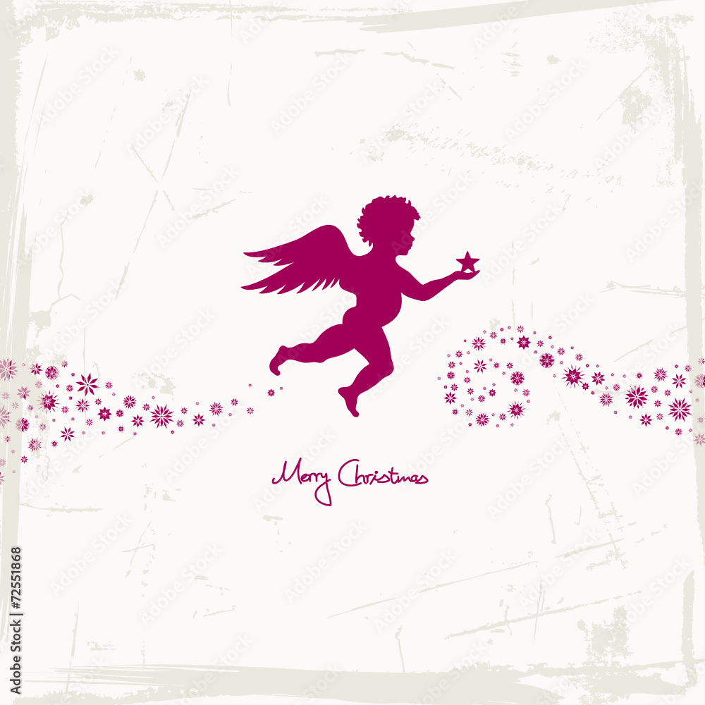 Angel Holding Star & Stars Purple Scratches