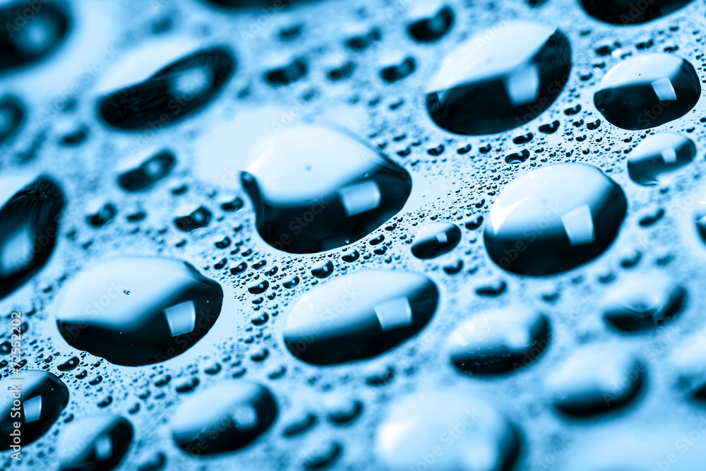 Blue water drops background