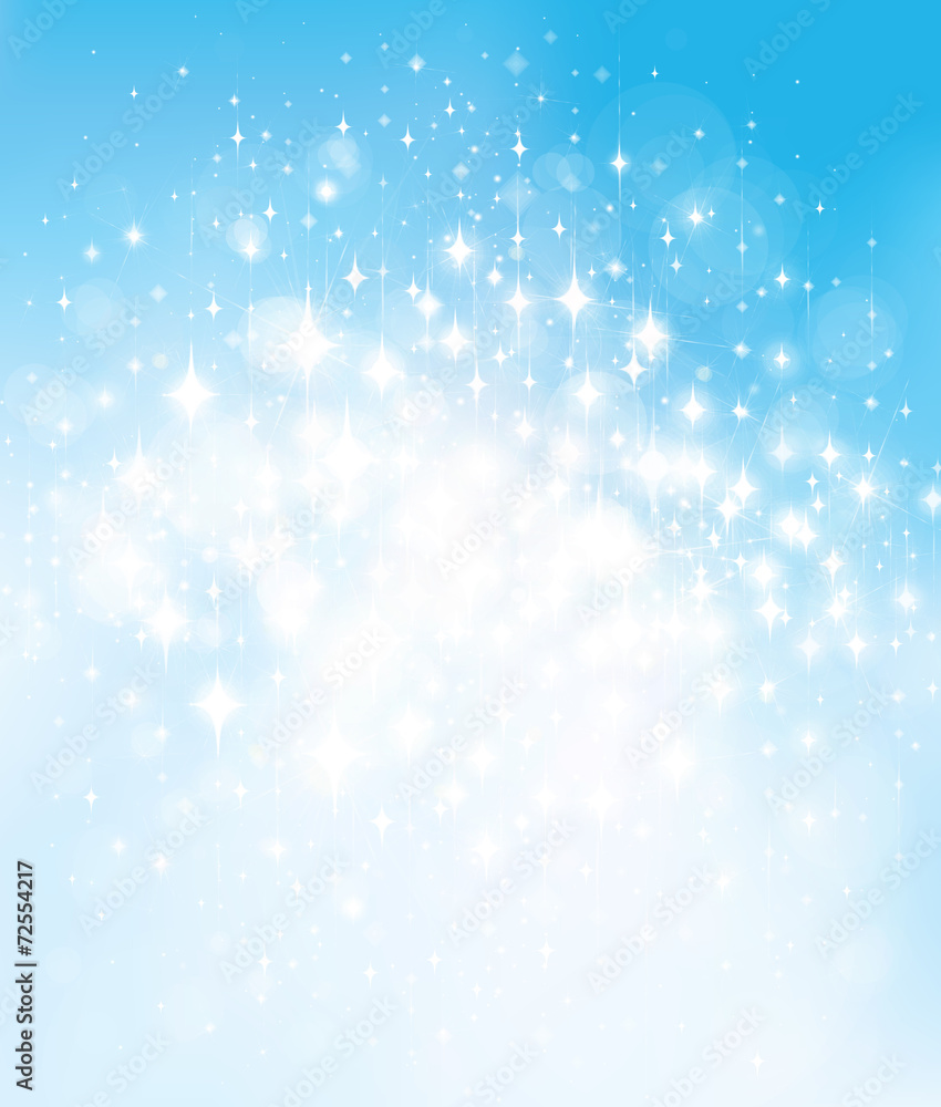 Fototapeta premium Vector abstract blue bokeh stars background.