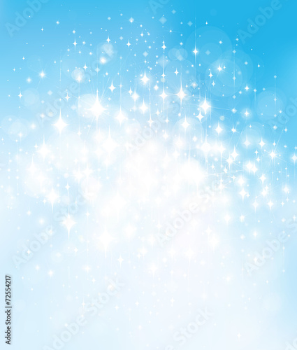 Vector abstract blue bokeh stars background.