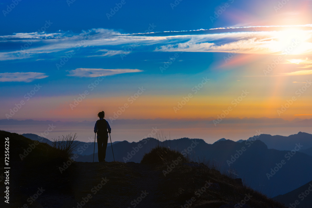 Trekking in silhouette Trekking in silhouette