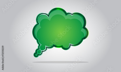 Chat bubble icon - abstract vector glossy speech - green