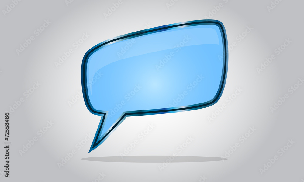 Chat bubble icon - abstract vector glossy speech - blue Chat bubble icon - abstract vector glossy speech - blue