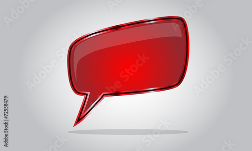 Chat bubble icon - abstract vector glossy speech - red