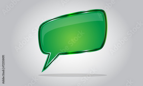 Chat bubble icon - abstract vector glossy speech - green