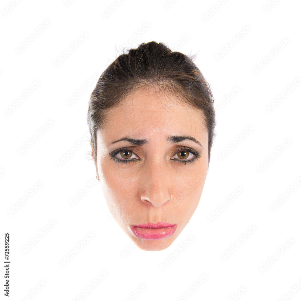 Obraz premium Sad face over isolated white background