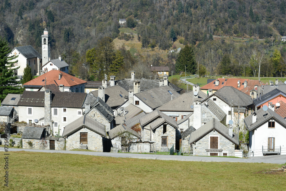 The rural village of Palagnedra on Centovalli valley