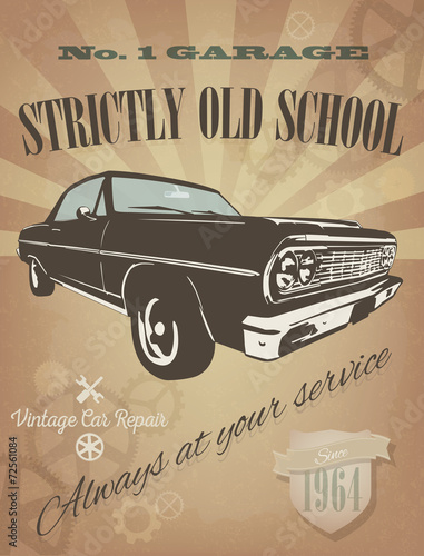 Vintage Car Garage Poster