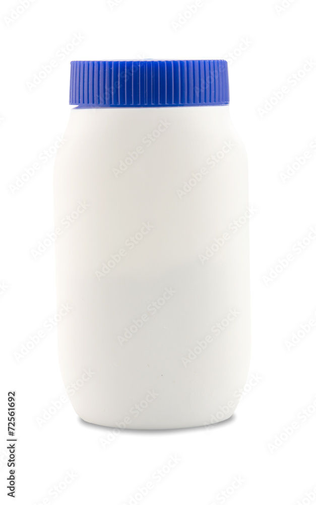 Baby talcum powder container on white background Baby talcum powder container on white background