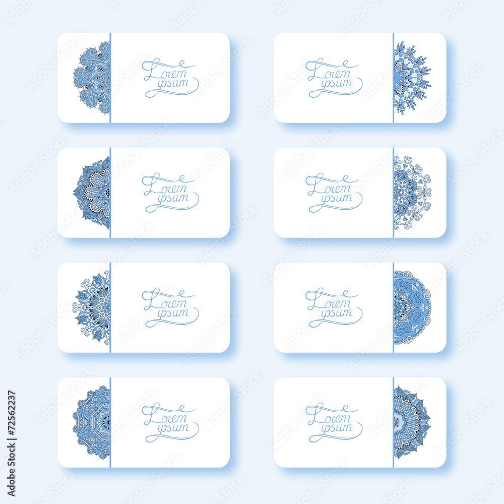 blue colour collection of ornamental floral business cards blue colour collection of ornamental floral business cards