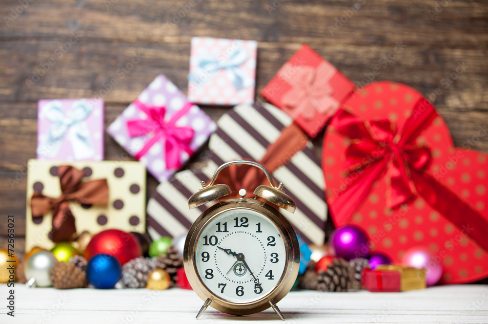Clock and Christmas toys. Clock and Christmas toys.