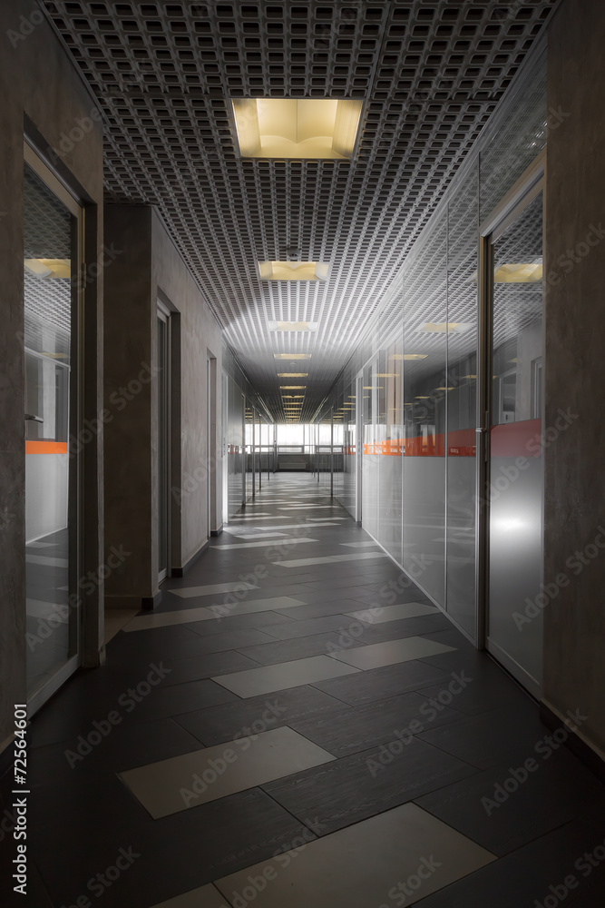modern office hallway