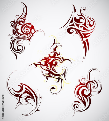Tribal tattoo set with various ethnic styles