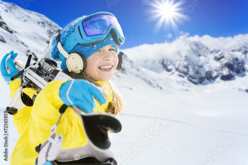 Skiing. Skier enjoying winter vacation