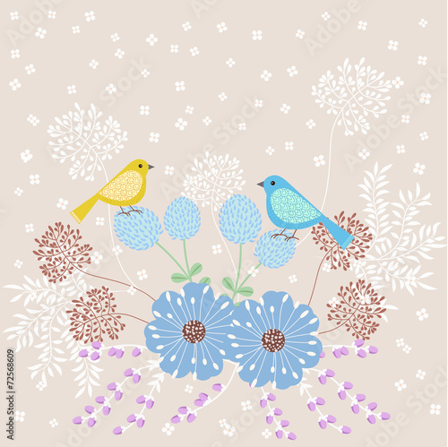 Birds and flowers