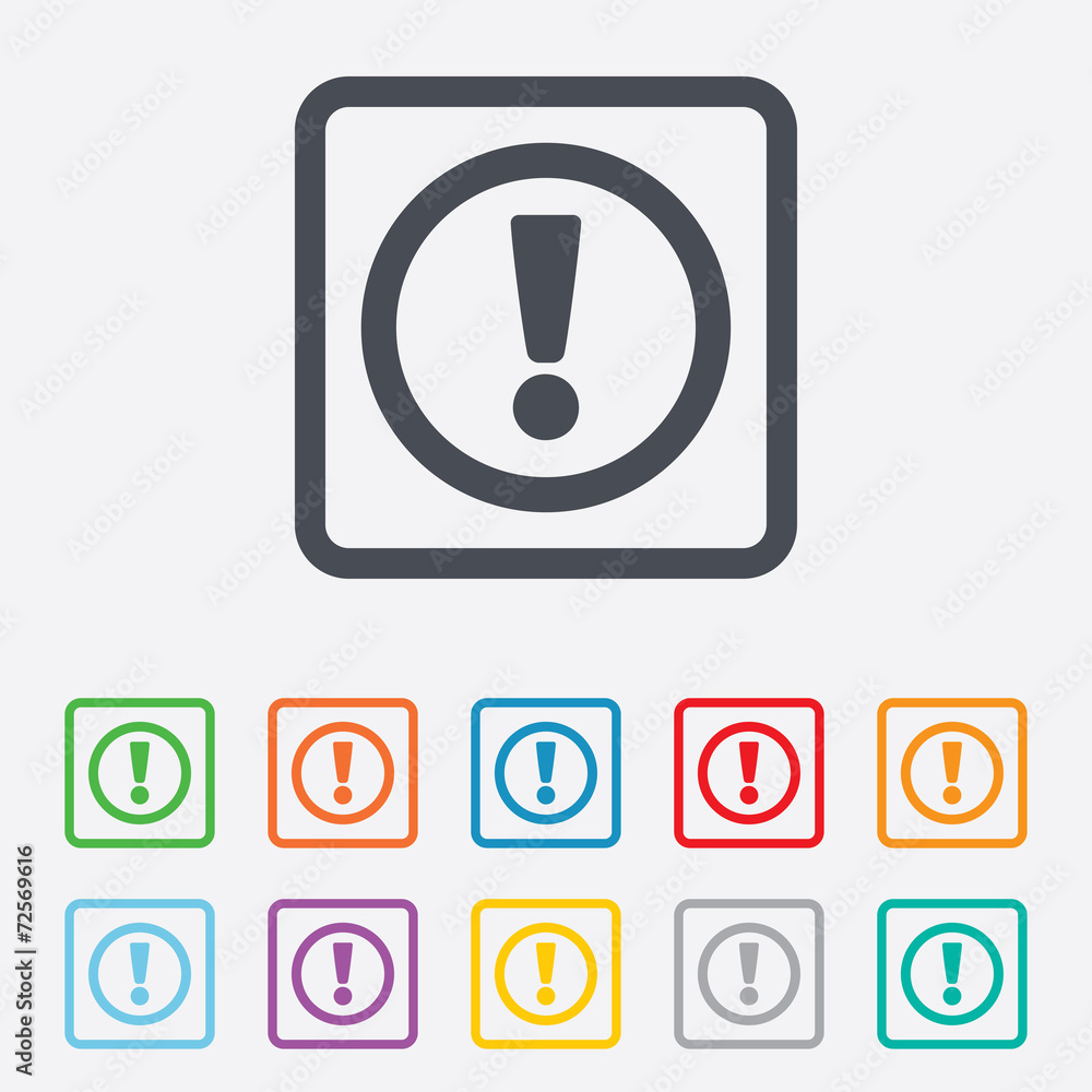 Attention sign icon. Exclamation mark. Attention sign icon. Exclamation mark.
