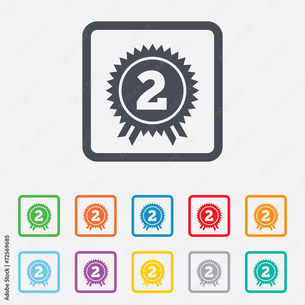 Second place award sign icon. Prize for winner. Second place award sign icon. Prize for winner.