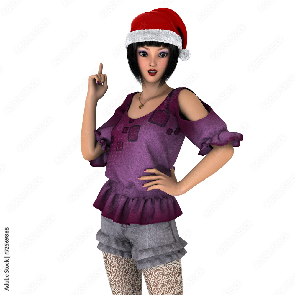 サンタクロース帽子の女性