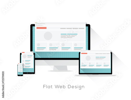 Flat responsive web design vector concept with long shadows
