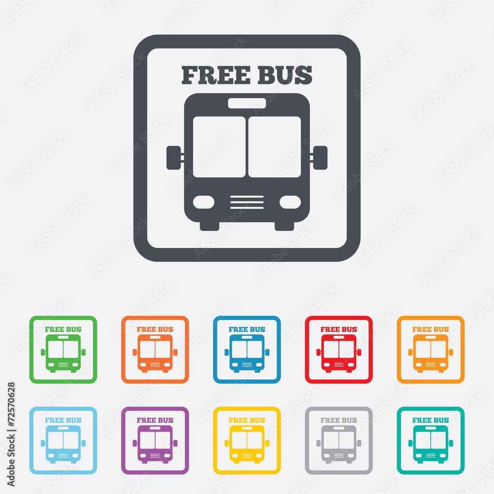 Bus free sign icon. Public transport symbol. Bus free sign icon. Public transport symbol.