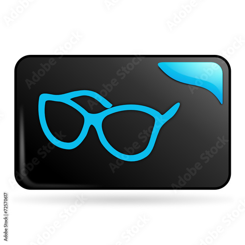 lunettes sur bouton web rectangle bleu