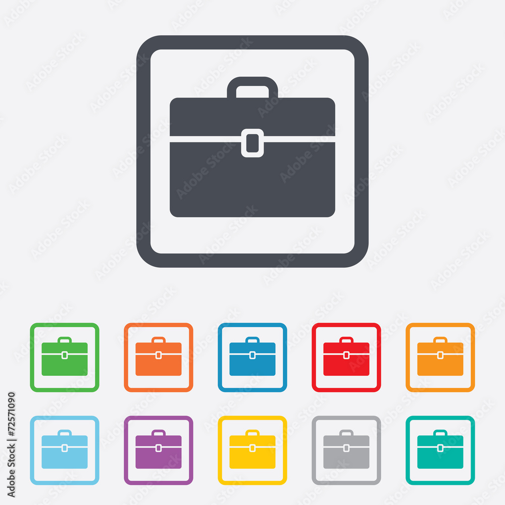 Case sign icon. Briefcase button. Case sign icon. Briefcase button.