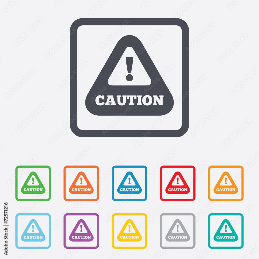 Attention caution sign icon. Exclamation mark. Attention caution sign icon. Exclamation mark.