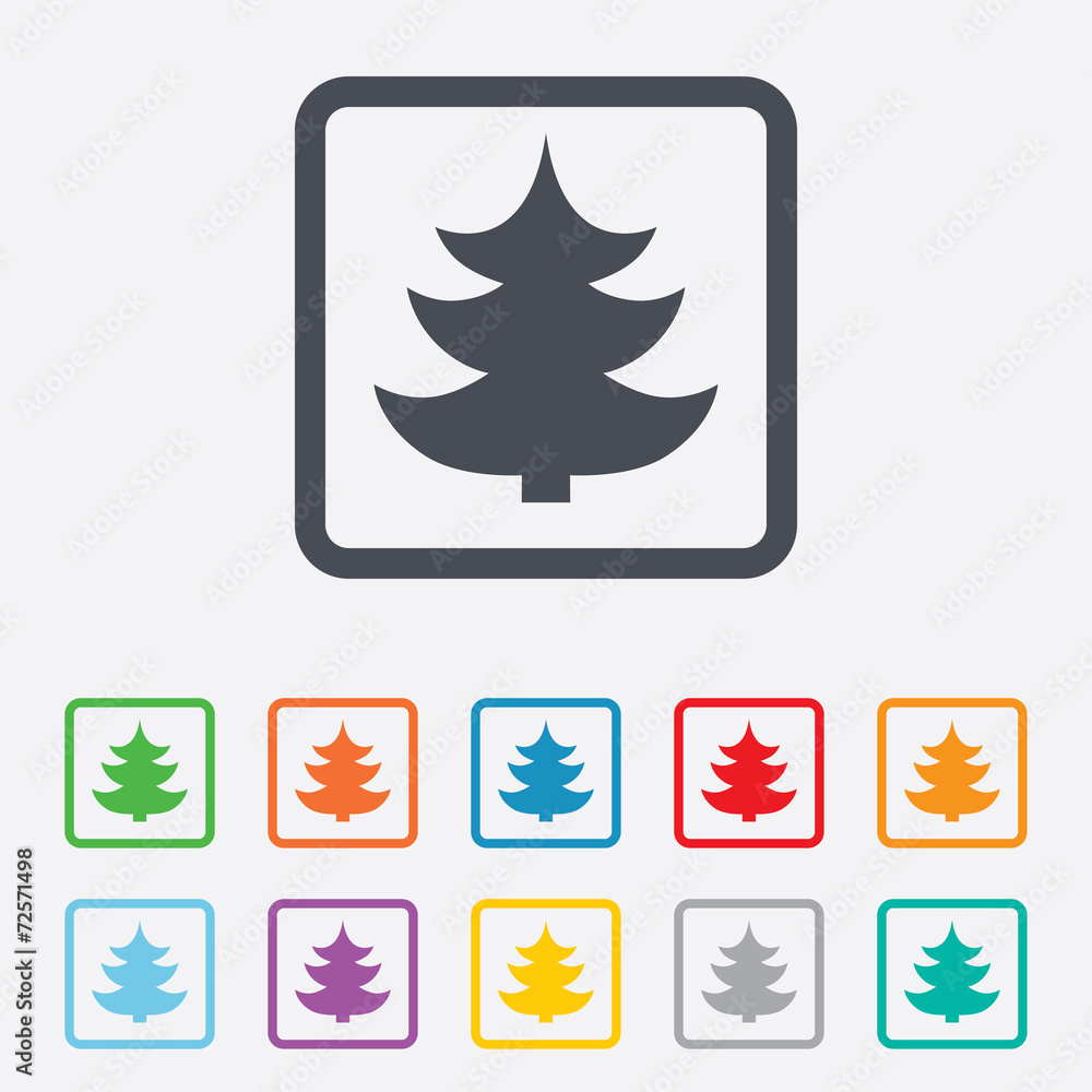 Christmas tree sign icon. Holidays button. Christmas tree sign icon. Holidays button.