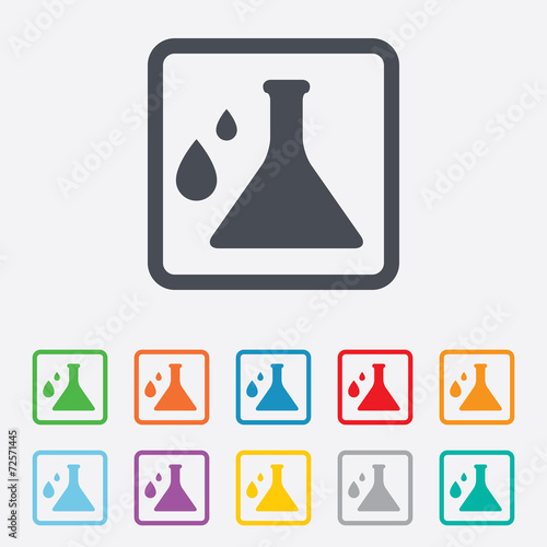 Chemistry sign icon. Bulb symbol with drops.