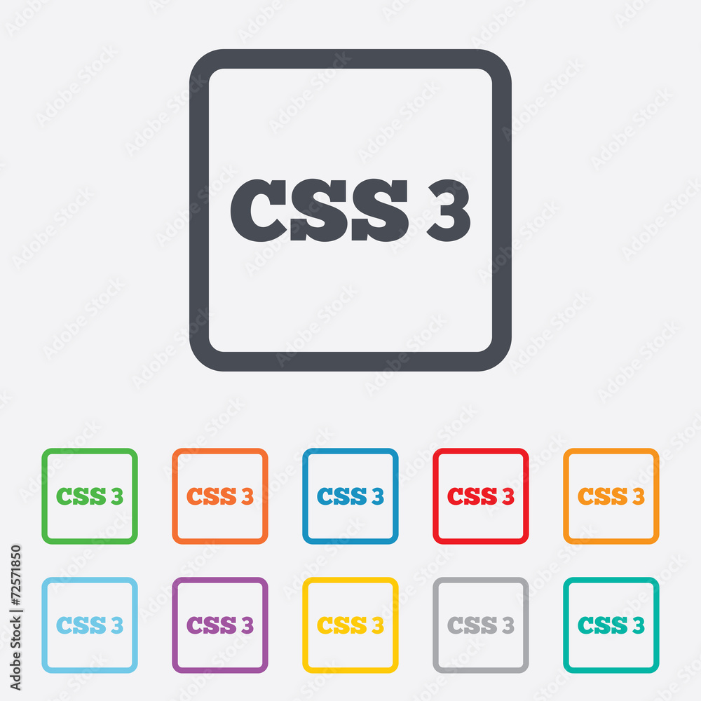 CSS3 sign icon. Cascading Style Sheets symbol. CSS3 sign icon. Cascading Style Sheets symbol.