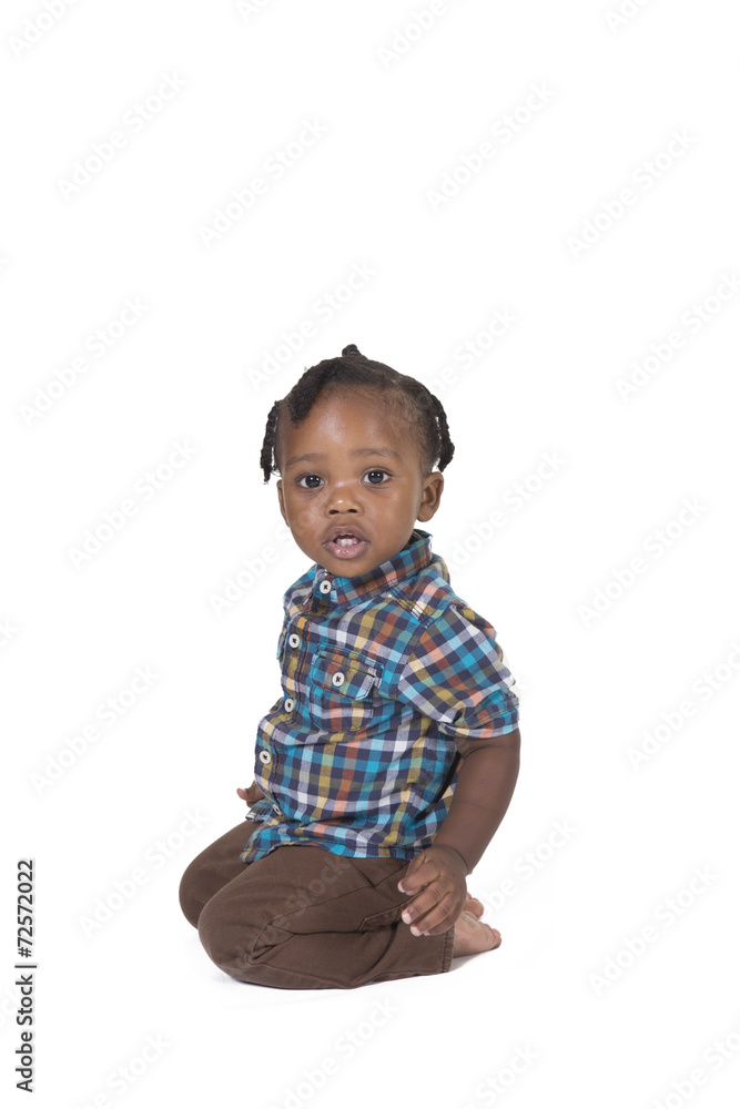 Happy toddler isolated on a white background