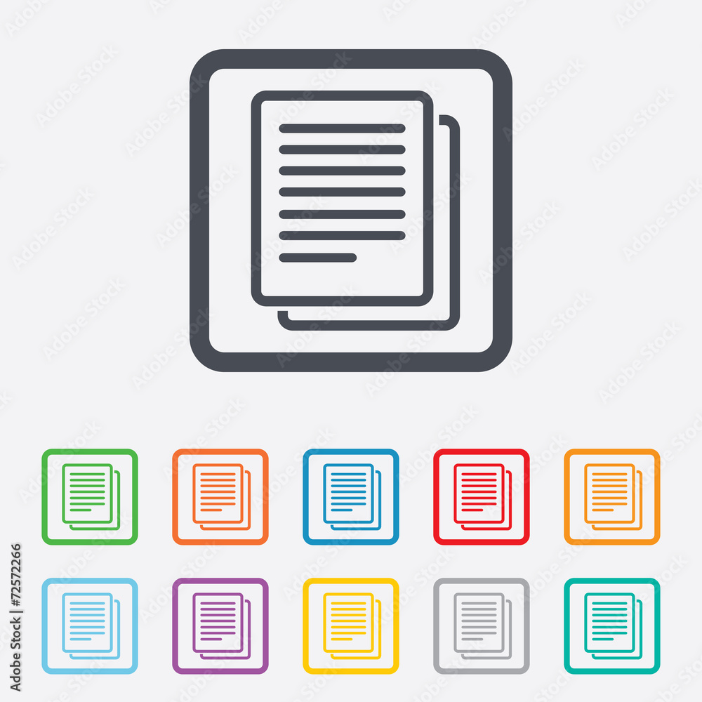 Copy file sign icon. Duplicate document symbol. Copy file sign icon. Duplicate document symbol.