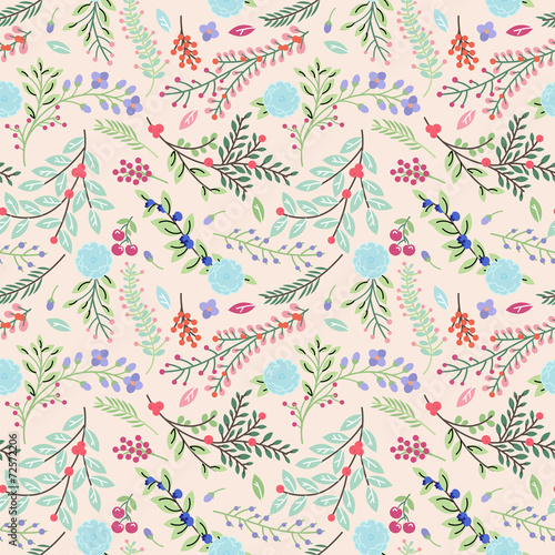 Seamless Tileable Vintage Floral Background Pattern - Vector Ill