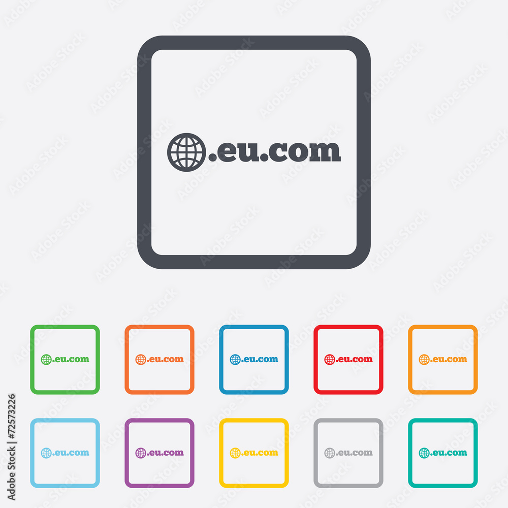 Domain EU.COM sign icon. Internet subdomain Domain EU.COM sign icon. Internet subdomain
